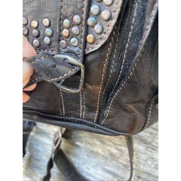 Vintage 70’s leather studded buckles backpack
